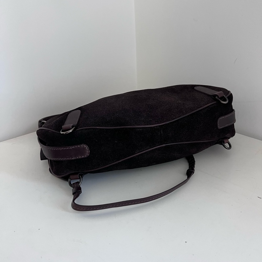 Miu miu mini y2k purse // brown suede & leather “western hobo” flower bag - Picture 6 of 7